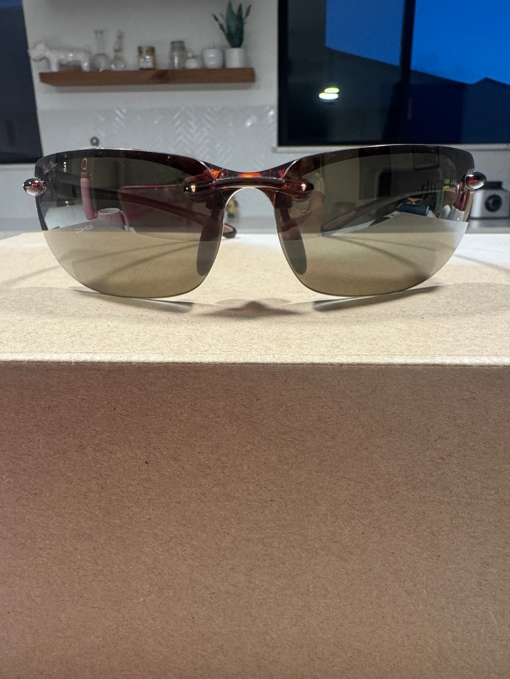 Maui Jim Banyan Tortoise Rimless Sunglasses with Polarized lenses